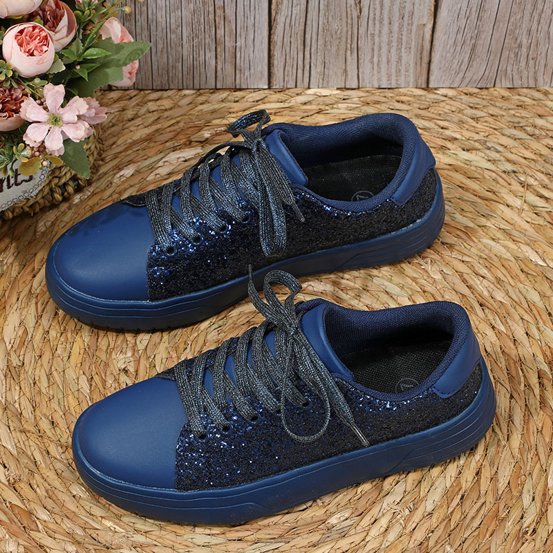 Free Shipping 2026 New Arrival Women's Glitter Casual Sneakers - Sparkle Thick Sole Lace-Up Fashion Shoes