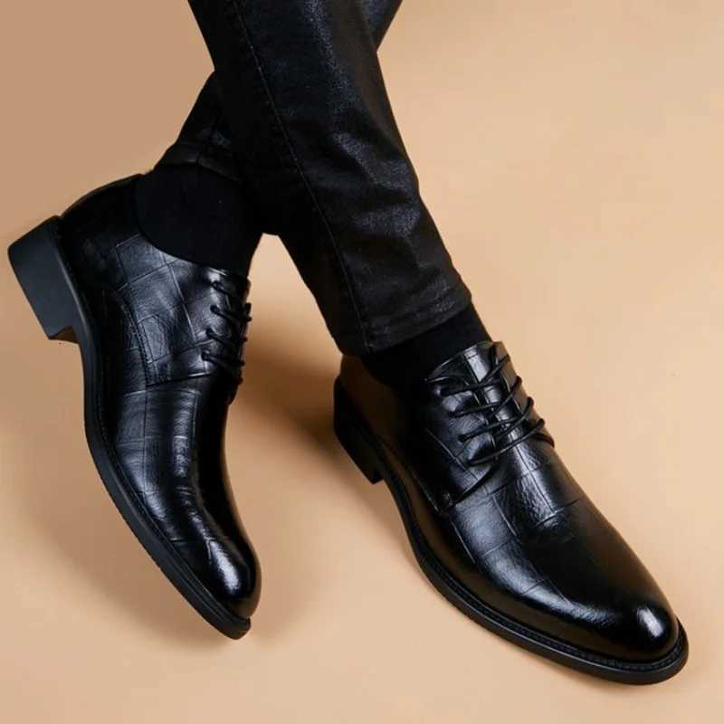 Mens Formal Shoes Black Spring Autumn Pointed Toe Legitimate Leather Official Suit High Quality Fashion Party Social Shoe Male Z251218