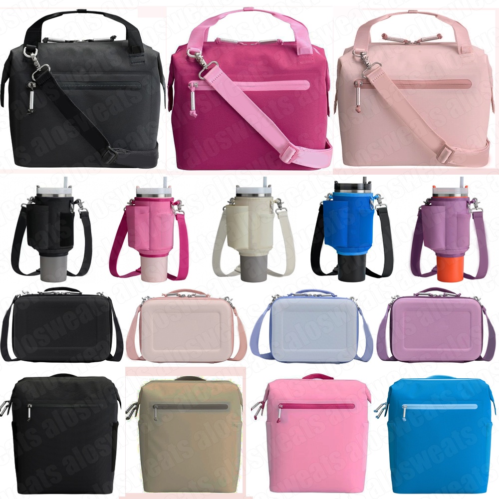 Free Shipping Lunch Box Bag Carrier Cosmetic backpack Bags Adjustable Shoulder Strap 20 30 40 oz Tumbler Cup Sleeve Straw Water Bottle Holder Pouch with Phone Pocket