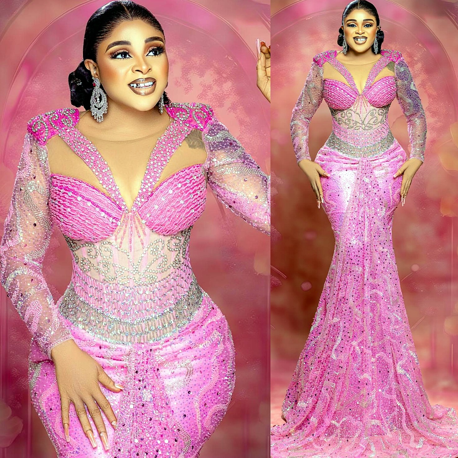 2026 Aso Ebi Pink Mermaid Prom Dresses Beaded Crystals Sequined Evening Formal Party Second Birthday Engagement Reception Gowns Dress For Special Occa