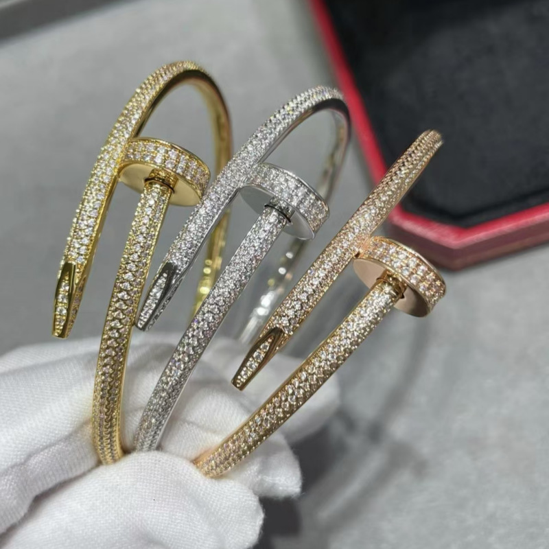 Women Bracelet Kajia High Version 925 Silver Classic Nail CNC Precision Thick Plated Three Circle Head And Tail Diamond Light Luxury Fashion Bracelet