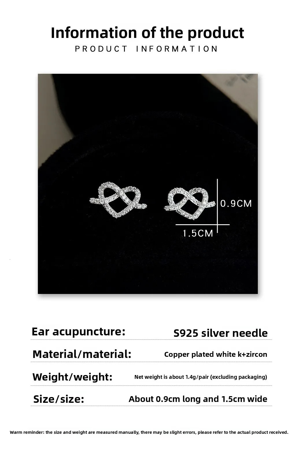 Korean Fashion Heart Shape Crystal Earrings Pretzel Knot Light Commute Jewelry Elegant Ear Accessories 260107