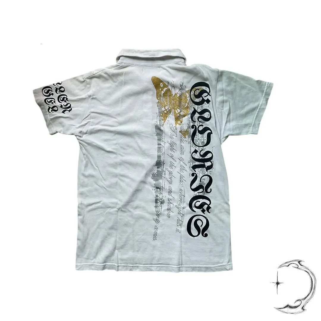 V-Neck Casual Retro White Polo T-shirts for Summer Men and Women Daily Dressing Up Simple Short-Sleeves Oversizeds T-Shirts 260109