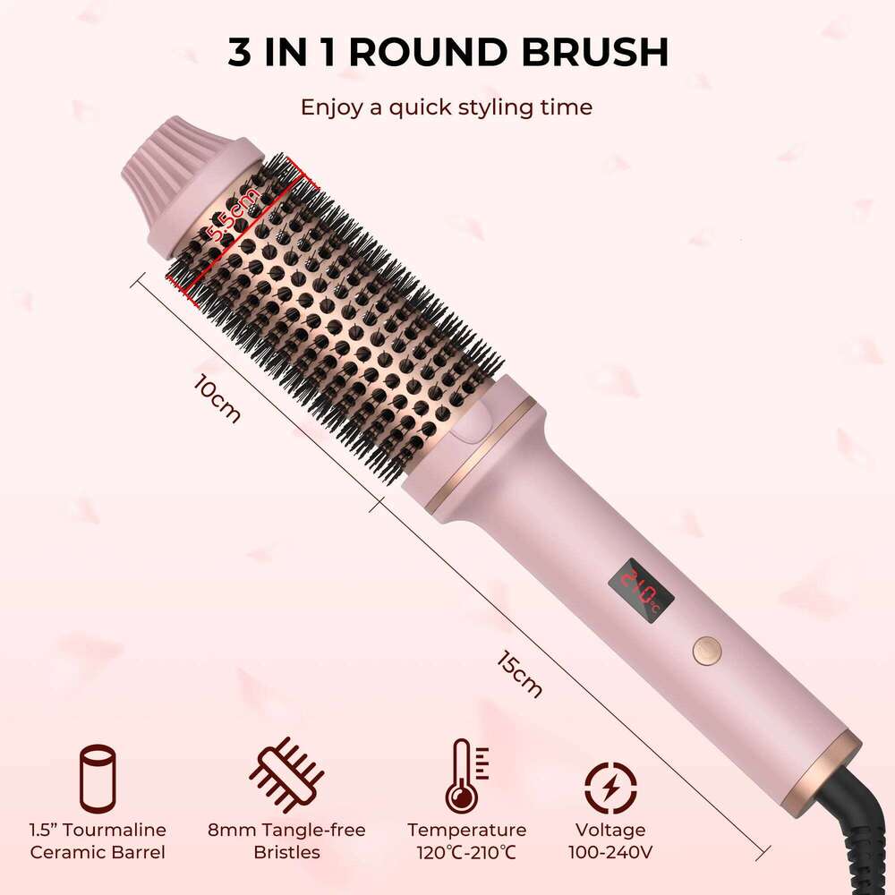 Heated Round 1.5 Inch Thermal Heating Volumizing Brush Ceramic Comb Travel Curling Iron H260110