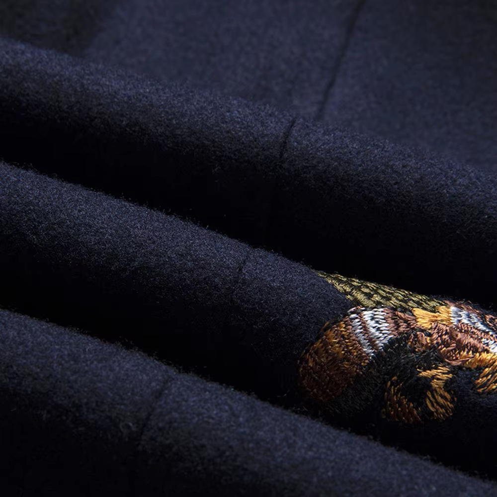 Classic Men's Wedding Suits Single Breasted Bee Embroidery Tweed Blazer Flat Collar Slim Fit Formal Suit - view 5