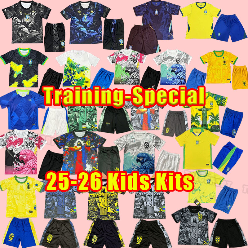 2026 New Soccer Jerseys World Cup PAQUETA NERES COUTINHO Brazils Football Shirt FIRMINO JESUS MARCELO PELE Brasil Full Kits Men Child K