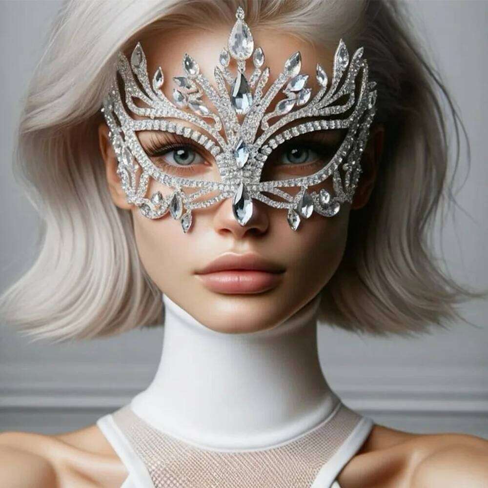Rhinestone Tassel Veil Masks Full Women Chains Face Mask Masquerade Dance Party Performance Sexy Facial Accessories Jewelry 26H0110
