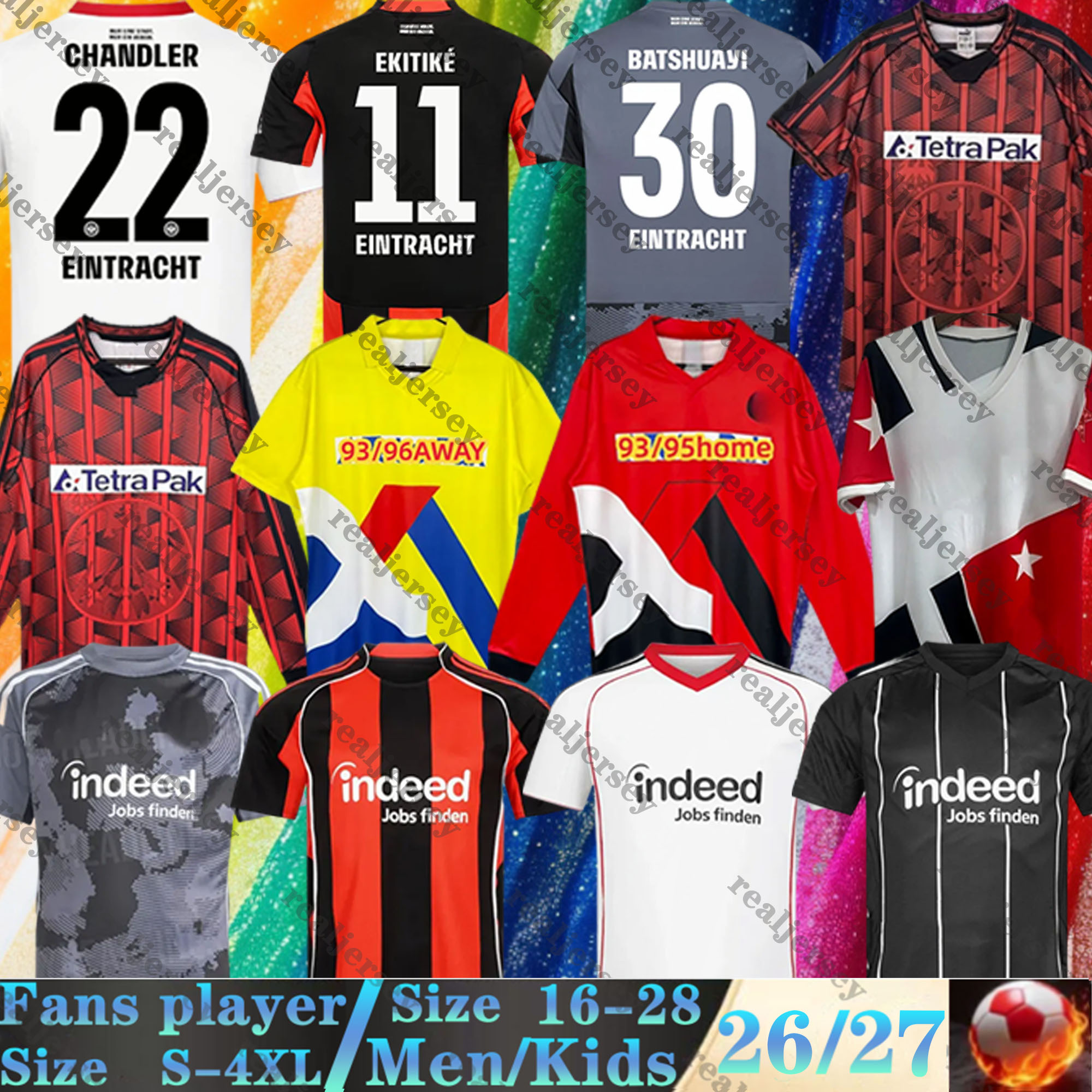 2025 2026 Eintrachts Frankfurt Soccer Jerseys Retro 90 91 95 96 EKITIKE EBIMBE M.GOTZE KNAUFF EBIMBE SKHIRI KOSTIC DAHOUD KOCH CHAIBI 25 26 football Shirts Men kids kit