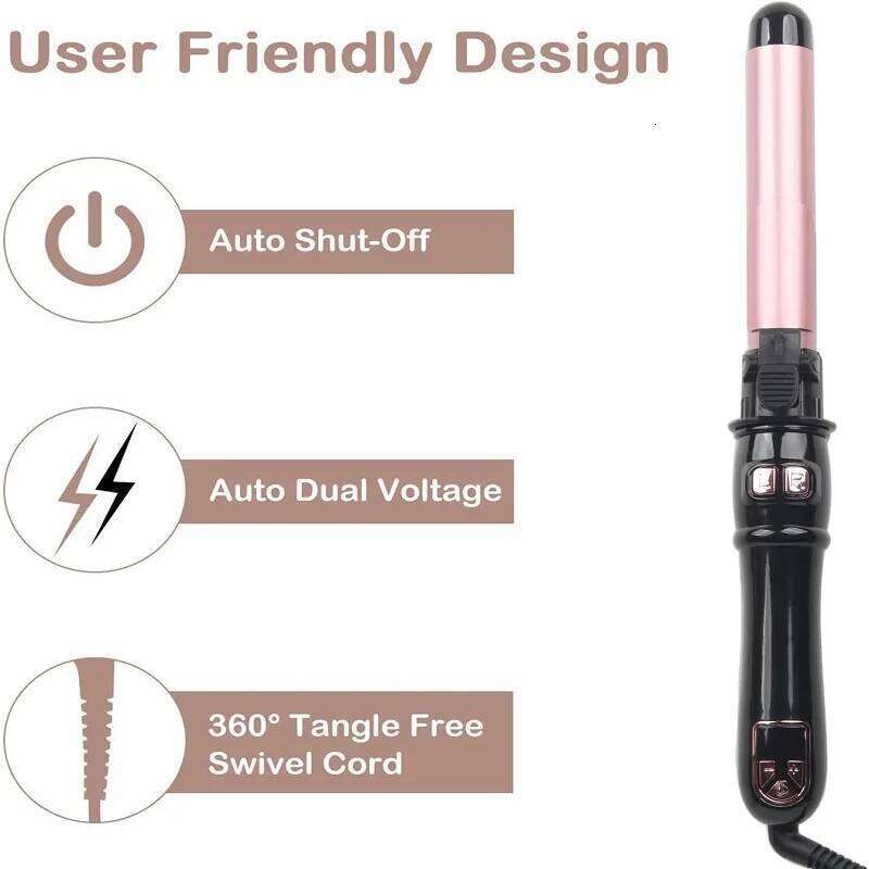 Automatic 1.1inches Rotating Iron with LED Display Fast Heating Curling Wand Hair Curler for Home&Travel Use H260110