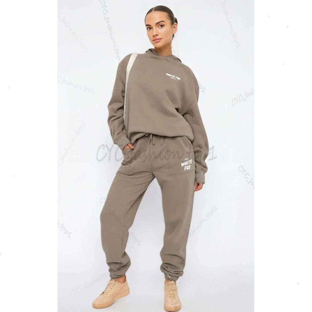 White Foxwomens Designer Hoodie Sweatshirt Womens Sweater Pants Sweatpants 3D Letter Printed Long Sleeve Round Loose Sweater White Gray Streetwear Foxhoodie 766