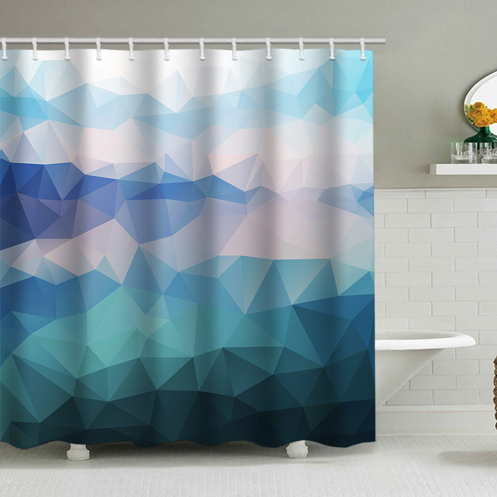 YL-38134 Custom Marble Pattern Shower Curtain, Abstract Geometric Texture, Polyester Waterproof Shower Curtain Set with Hooks
