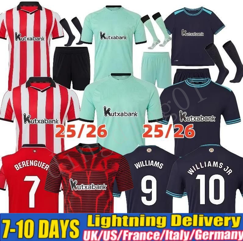 25 26 Bilbao Clubs Soccer Jerseys WILLIAMS BERENGUER MUNIAIN O. SANCET D 2025 2026 Bilbao Athletic WILLIAMS VILLALIBRE J.GUERRERO Football shirt Men Kids Kit 2025
