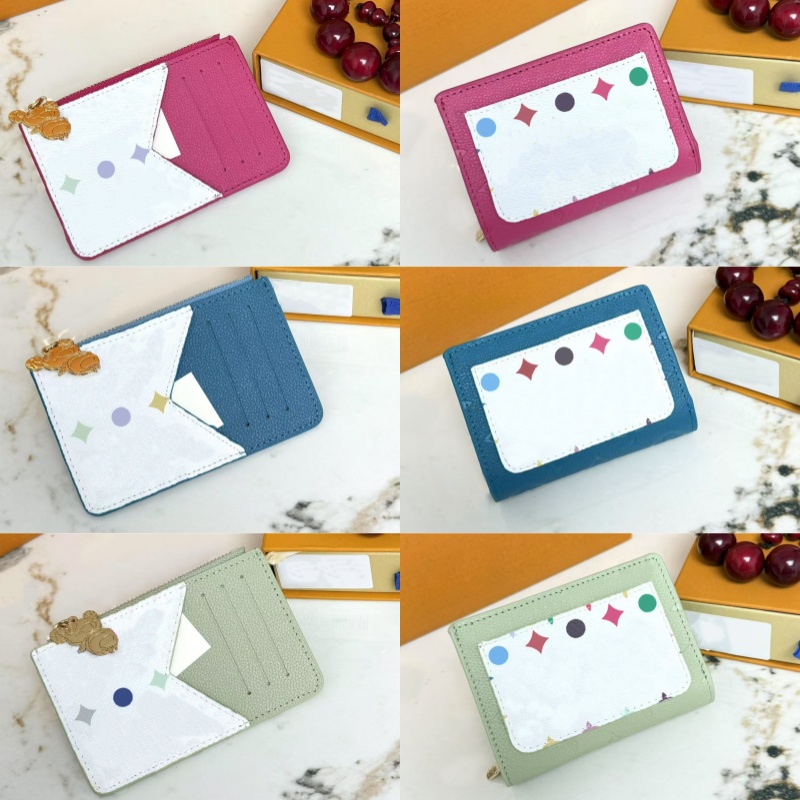 Designer Luxury Romy Purse Card Holder Wallet With Box Multicolour Wallet Coin Purse Key Pouch Genuine Leather Key Ring Credit Card Mini Wallet Bag M13800 M13616