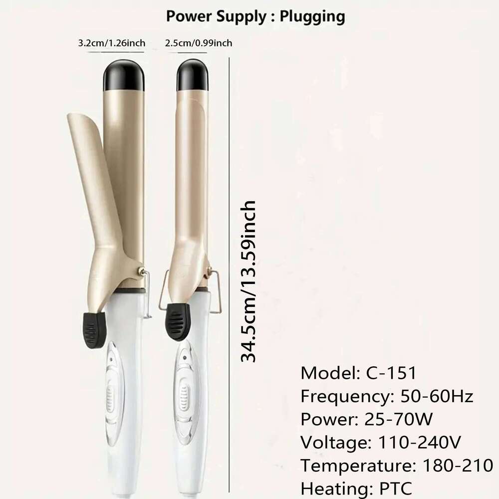 1pc 25mm/32mm female electric curler, portable curling stick, adjustable temperature hairstyle tool H260110