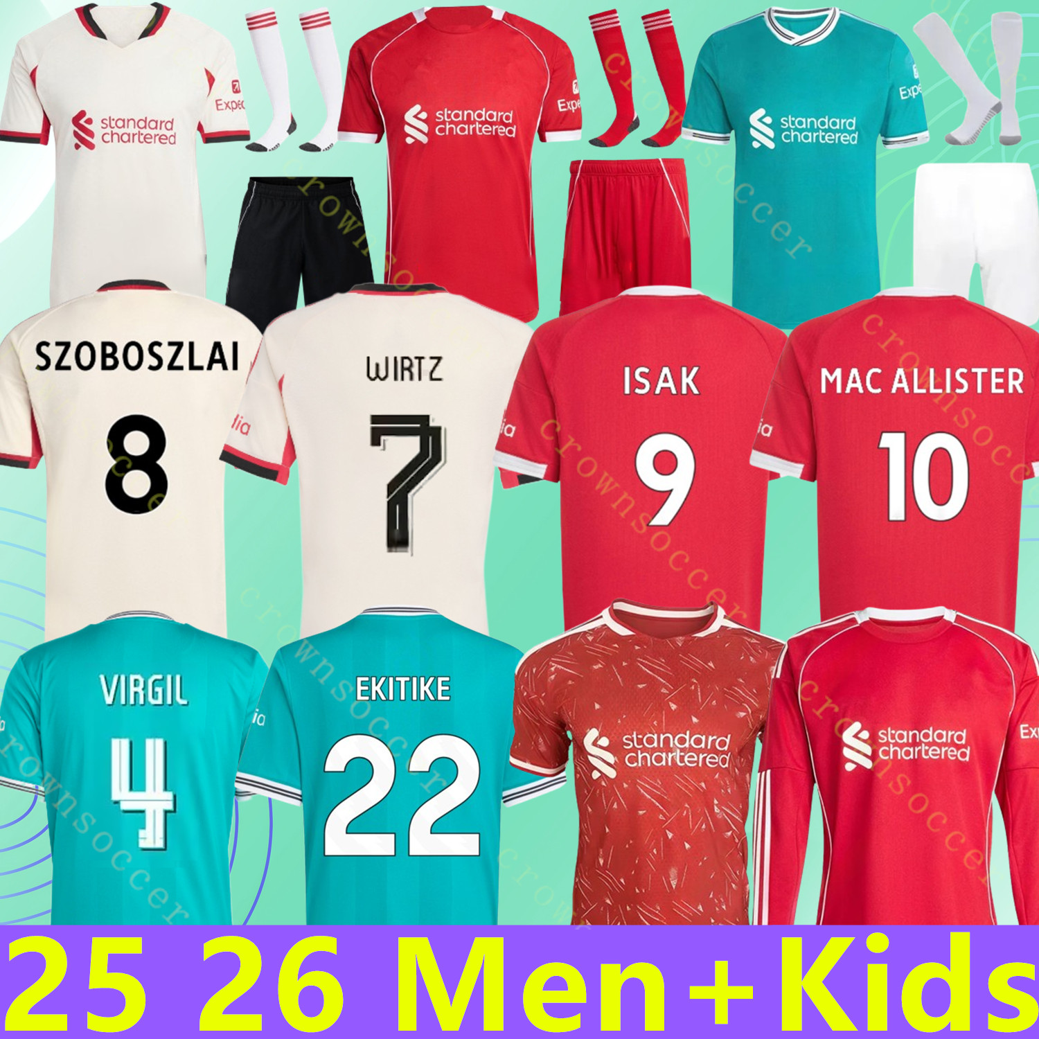 liverpool 2025 2026 2027 Mohamed Salah ISAK wirtz Ekitike SZOBOSZLAI football jersey MAC ALLISTER VIRGIL camiseta Milos Kerkez Frimpong long sleeves Jersey kid kit