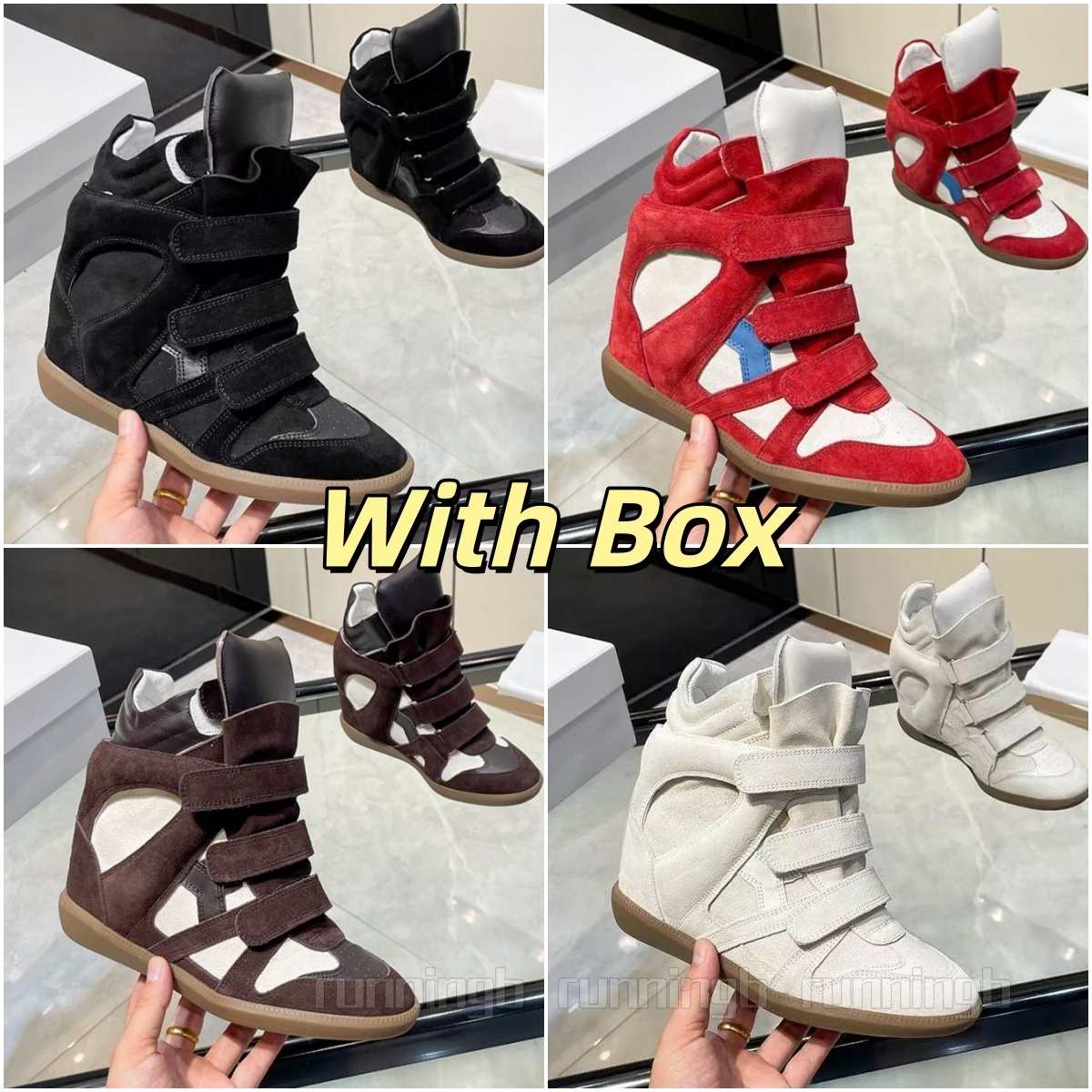 designer shoes ladies height increase boots marants women sneakers winter black genuine leather real bekett suede wedge fashion boot red pink top quality with box