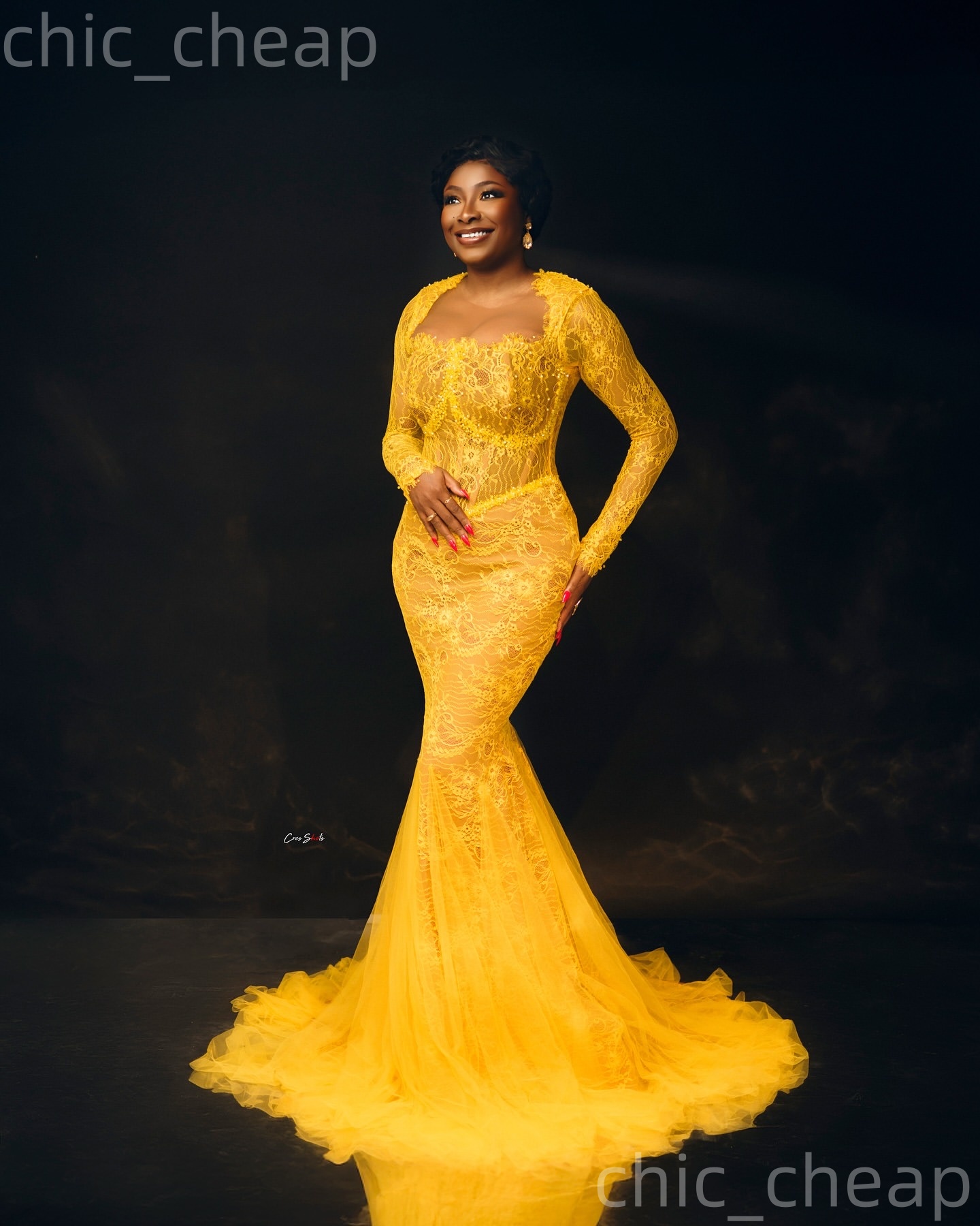 2026 Aso Ebi Yellow Mermaid Prom Dresses Beaded Lace Illusion Vintage Evening Formal Party Second Birthday Engagement Reception Gowns Dress For Specia