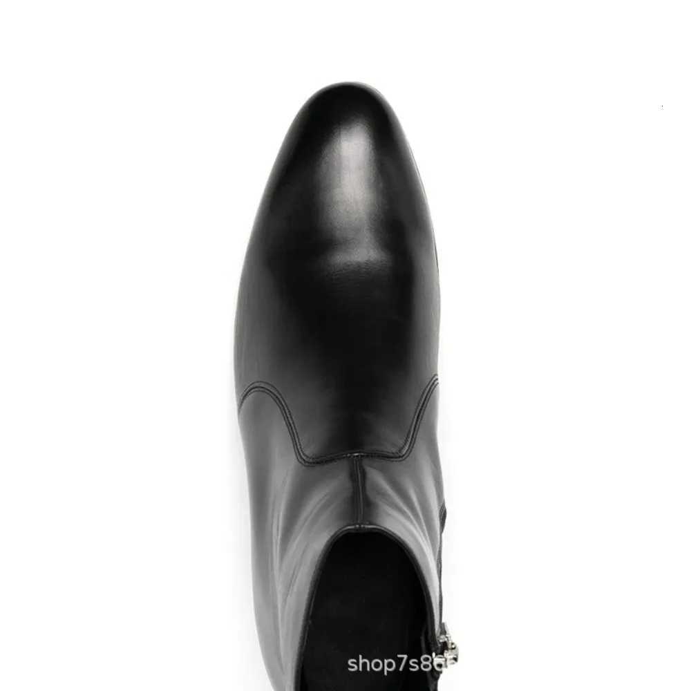Man Chelsea Boots Genuine Leather Ankle Business Round Toe High Heels Mens Boots Size 37-46 Men Shoes Mens Boots Z251218