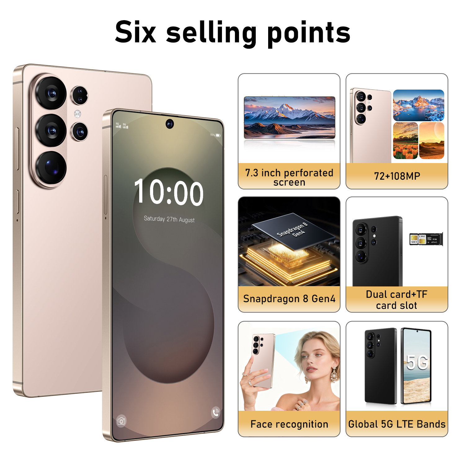 S26Ultra 7.3Inch 5G 16GB+1TB Android 15 Mobile Phones Unlocked cell phone Smartphone dual sim card Camera smart phones 8000 mAh battery