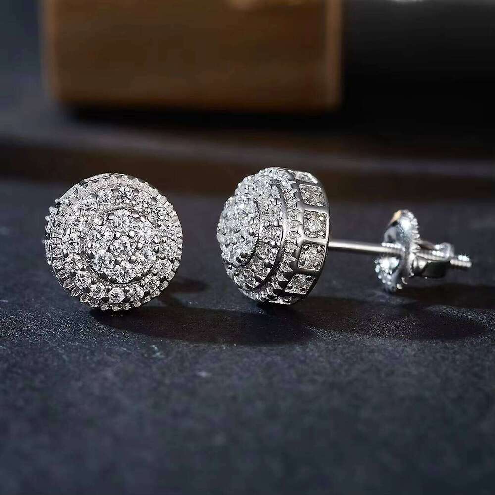 Chinese White Gold Plated 925 Sterling Silver Iced VVS Moissanite VVS Moissanite Luxury Women Men Custom Stud Earrings