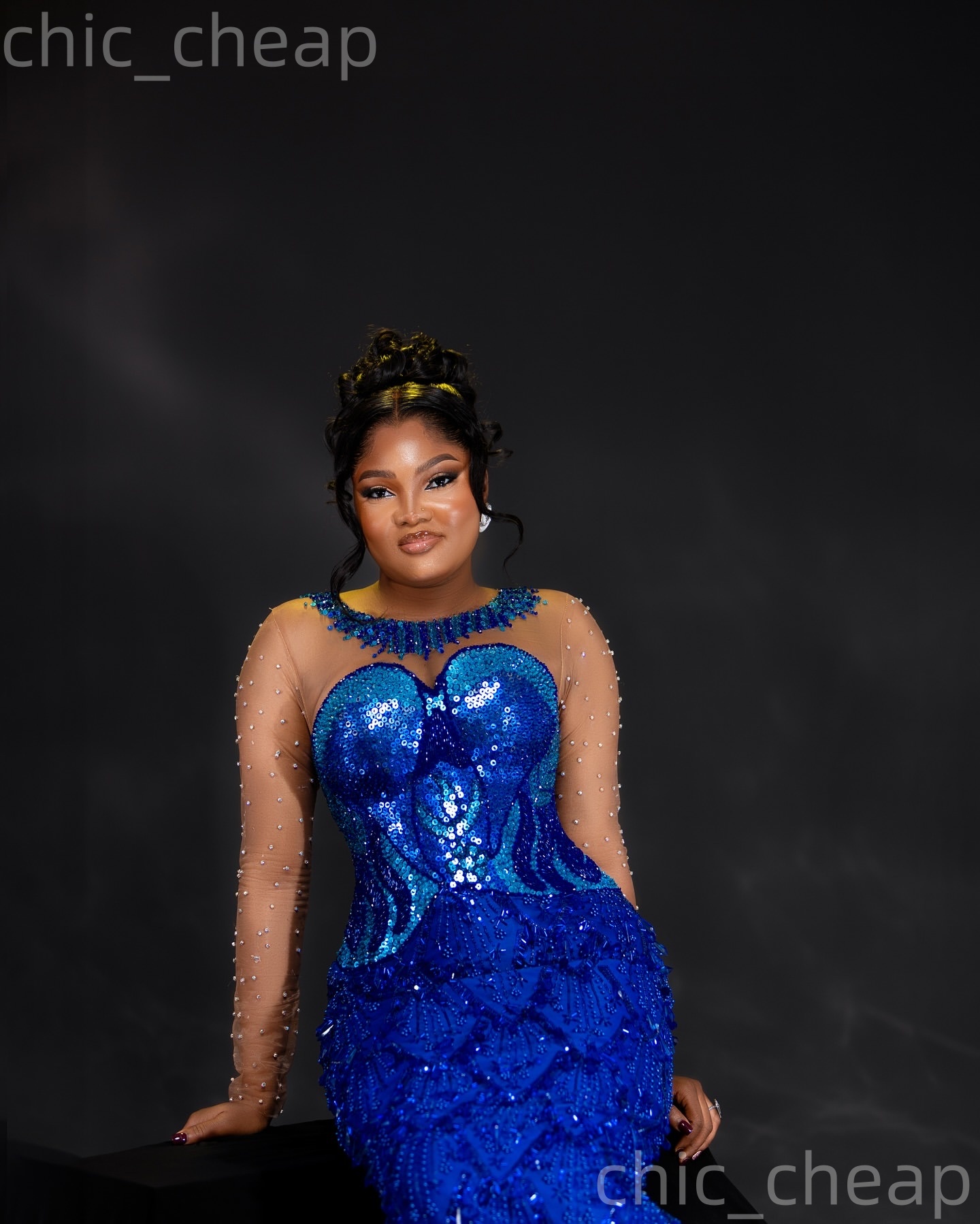 2026 Aso Ebi Royal Blue Sheath Prom Dresses Crystals Beaded Sequined Evening Formal Party Second Birthday Engagement Reception Gowns Dress For Special