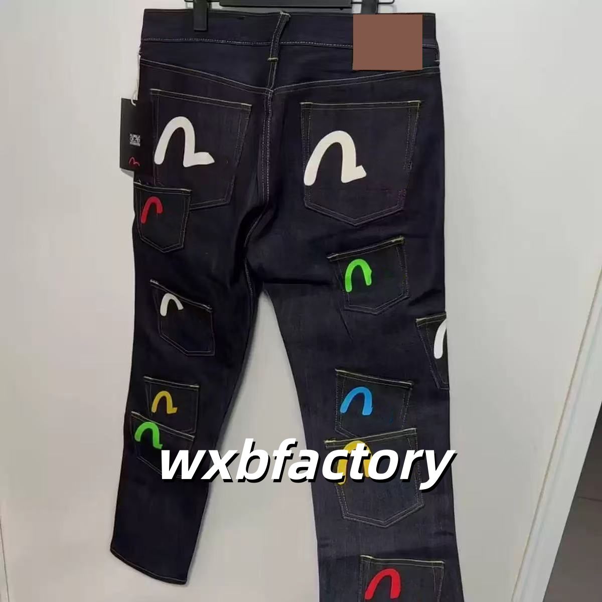 Mens Japanese Fashion evisuly jeans with Embroidery evi jeans Men Retro mens Trousers Hipster Style Slim Fit Straight Leg Denim Jeans Pants for Casual