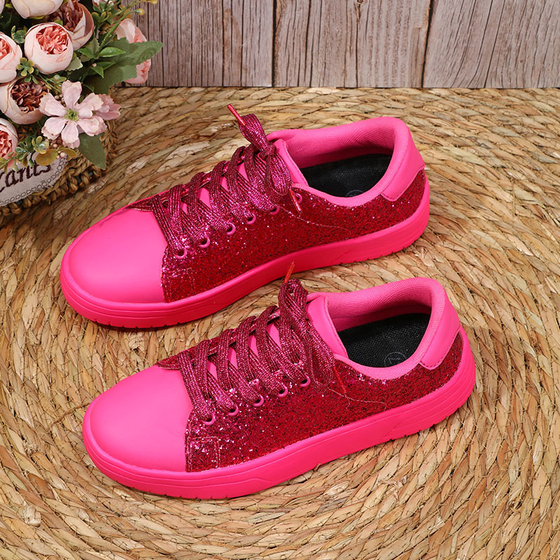 Free Shipping 2026 New Arrival Women's Glitter Casual Sneakers - Sparkle Thick Sole Lace-Up Fashion Shoes