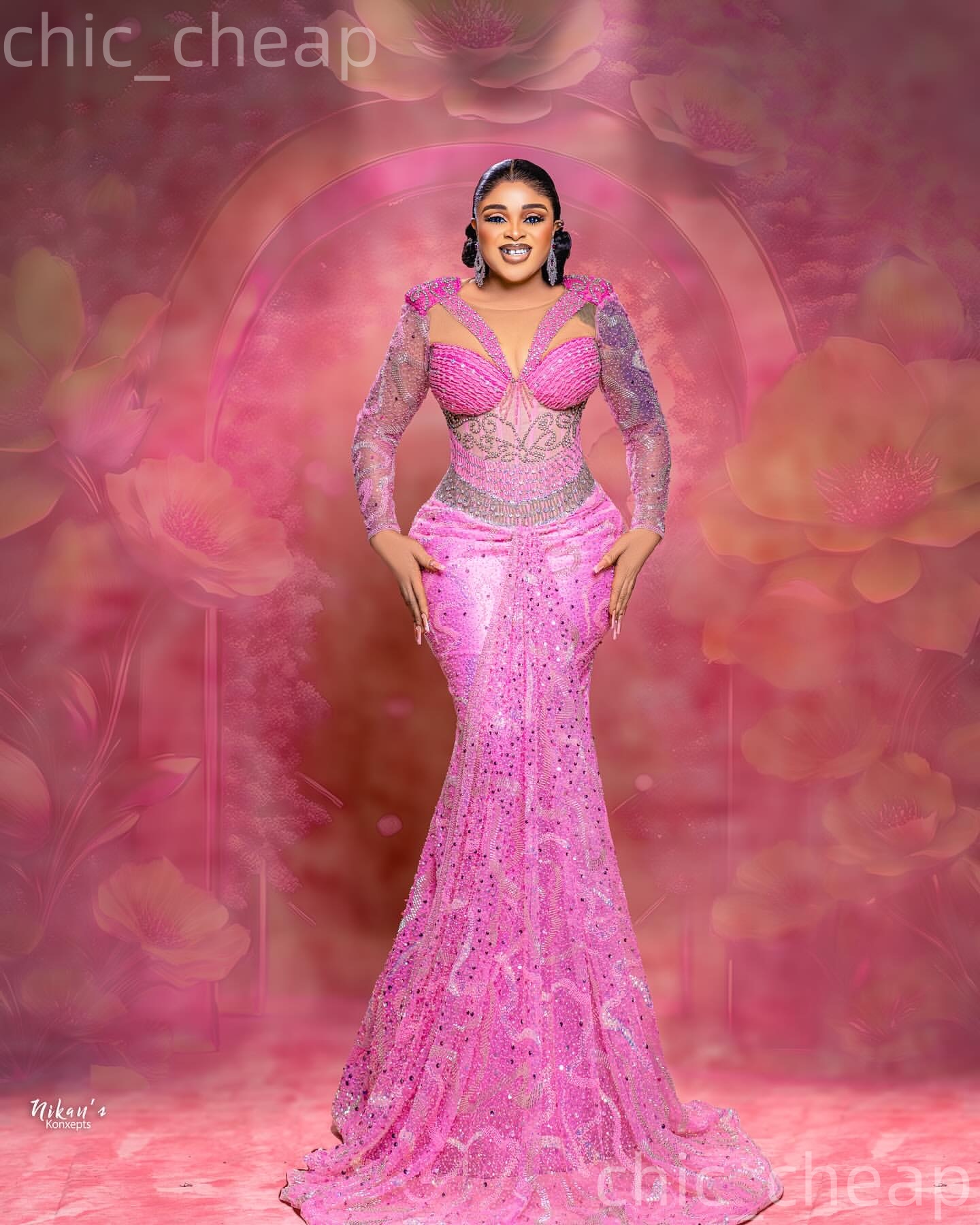 2026 Aso Ebi Pink Mermaid Prom Dresses Beaded Crystals Sequined Evening Formal Party Second Birthday Engagement Reception Gowns Dress For Special Occa