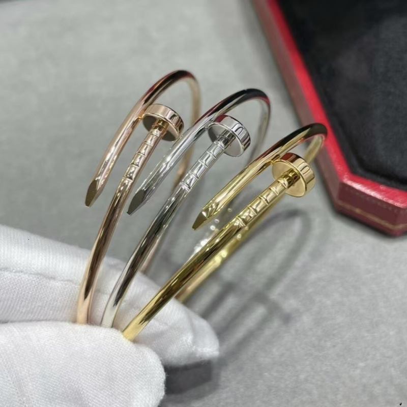 Women Bracelet Kajia High Version 925 Silver Classic Nail CNC Precision Thick Plated Three Circle Head And Tail Diamond Light Luxury Fashion Bracelet