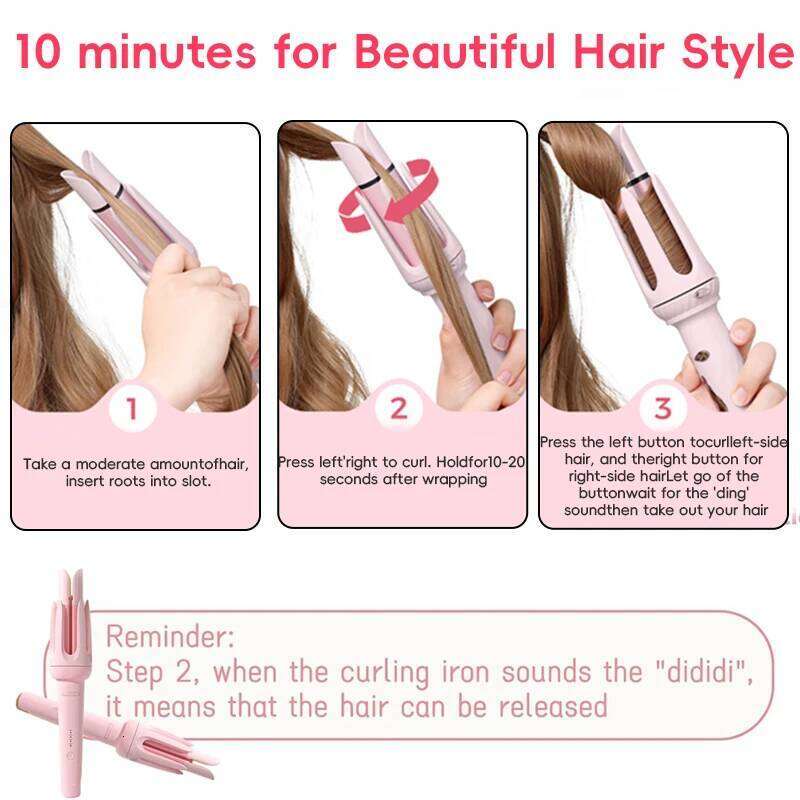 Automatic Curling Iron Wand Voluminous Waves 32mm, Digital Display Tourmaline Ceramic Hair Curler with 4 Heat Settings Frizz-Fre H260110