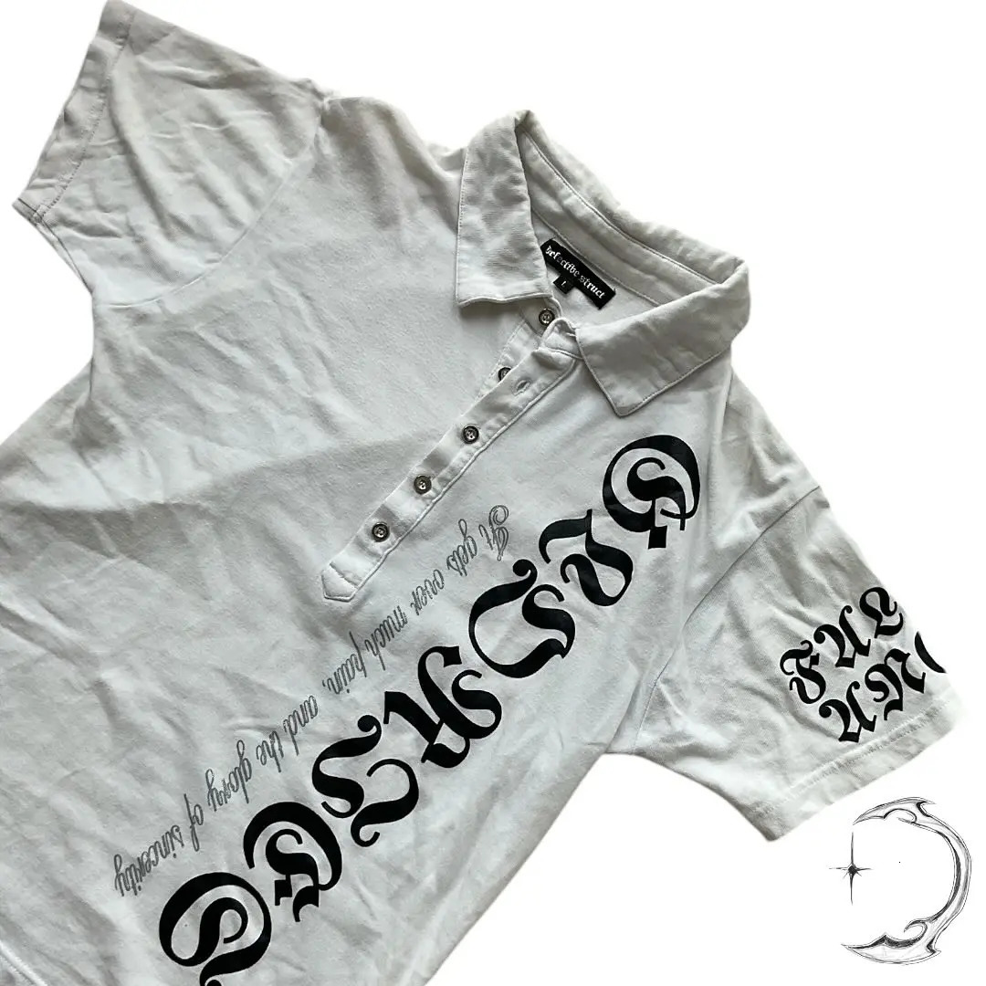 V-Neck Casual Retro White Polo T-shirts for Summer Men and Women Daily Dressing Up Simple Short-Sleeves Oversizeds T-Shirts 260109