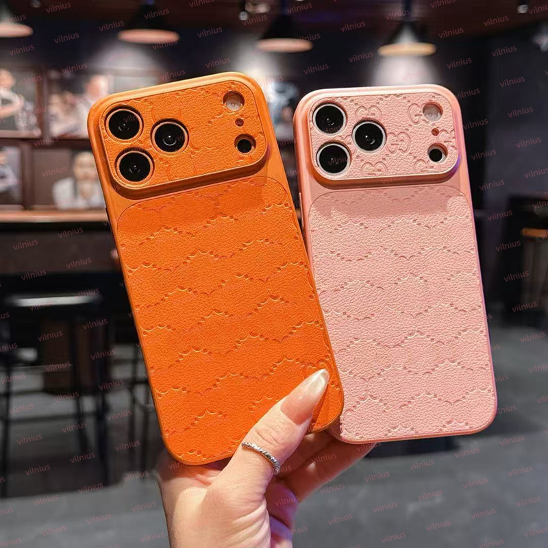 Designer Phone Cases Orange embossing Trendy G G New iPhone 17 Pro Max Phone Case 15 iPhone 16 Pro 14 13 case Solid Color High-end protection cover