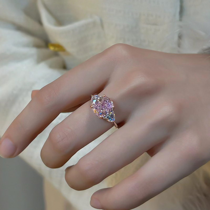 2026 Choucong Wedding Rings Luxury Jewelry 10kT White Gold Fill Cushion Shape Pink 6A Zircon CZ Diamond Elegant Party Women Open Ring Gift Adjustable 