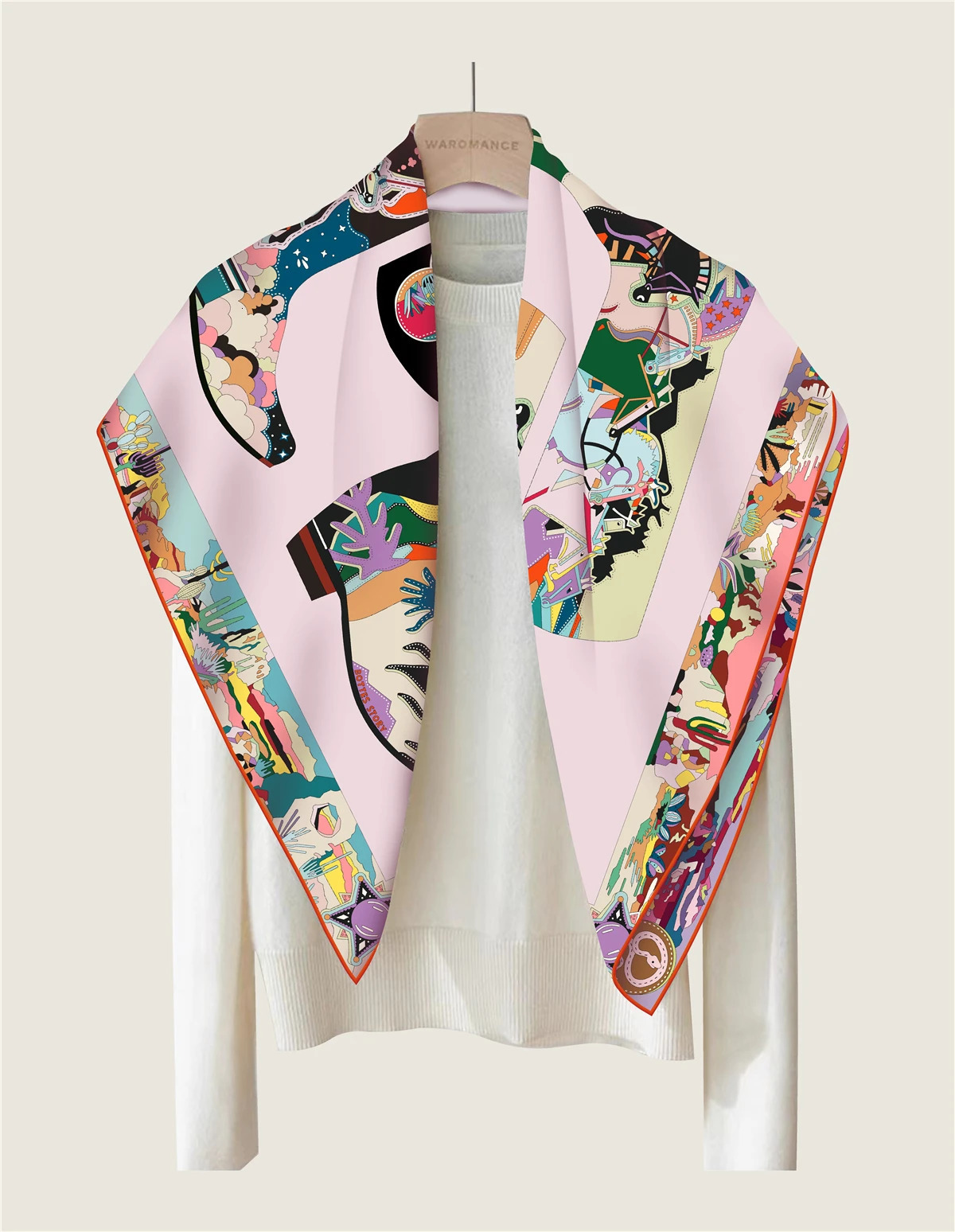 Double Face Scarf 90CM Scarves Hand-rolled Edges Bandanas Shawls Bag Belt Neck Decoration Christmas Gifts 260106