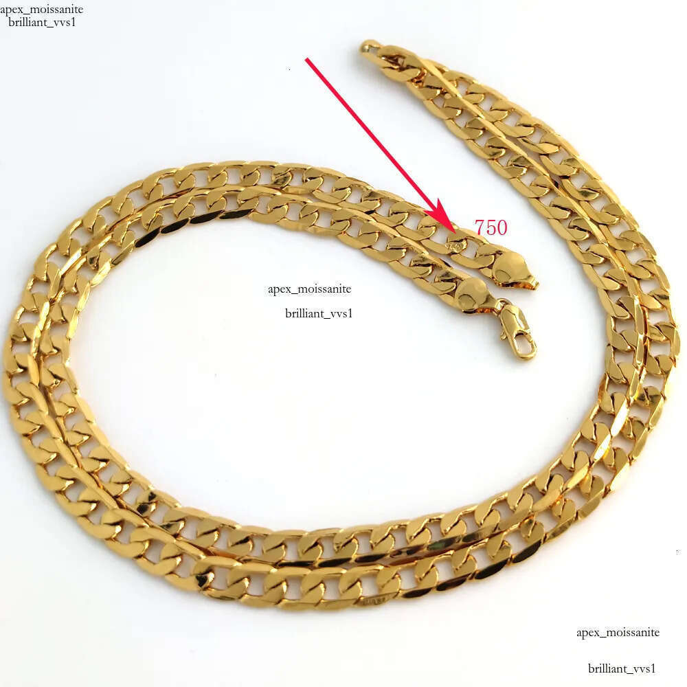 18K Solid Yellow GF Gold Curb Cuban Link Chain Necklace HipHop Italian Stamp AU750 Men039s Women 7mm 750 MM 75 CM long 29 INC9428752 12
