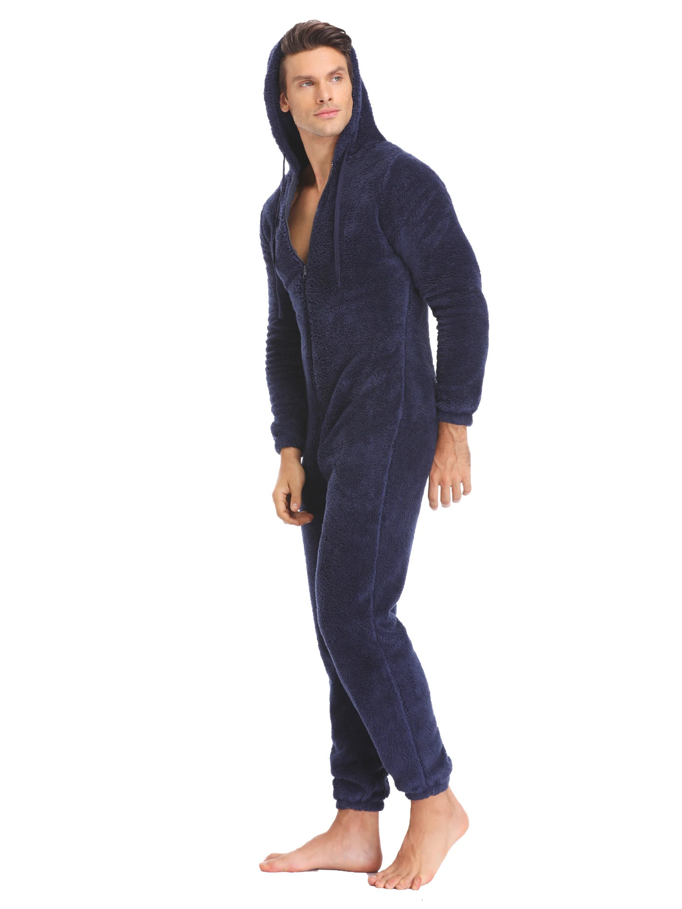 Mens Winter Warm Fluffy Teedy Fleece Pajama Onesie For Men Cozy Soft Plush Jumpsuit Romper Hooded 251231 - view 5