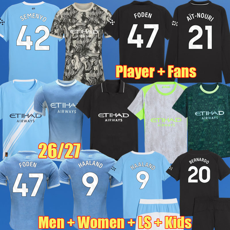 3XL 4XL 26 27 Mans Soccer Jerseys HAALAND DOKU CHERKI Blue Moon City SEMENYO FODEN GREALISH CHERKI football shirt 2026 2027 BERNARDO YTIC RODRIGO Kids 998