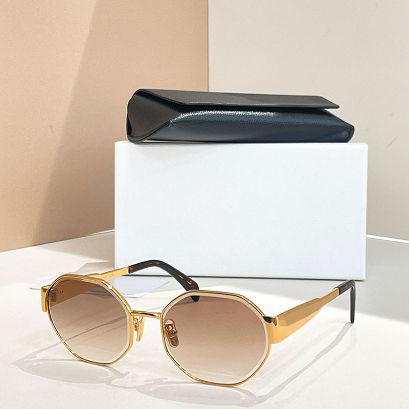 Mens Womens Polygonal Sunglasses 42117U Exquisite Metal Thin Frame Metal Logo Design Anti UV Retro Elegant Style With Box