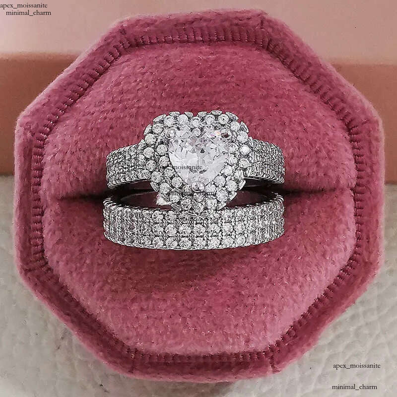 Band 2023 New Sterling Sier Big Wedding Rings Set for Bridal Women Engagement Finger Party Gift Designer Jewelry J230517