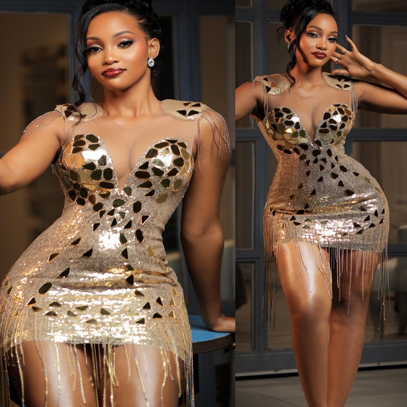 2026 Gold Sheath Cocktail Dress Crystals Tassels Sequined Sheer Neck Short Mini Graduation Homecoming Dresses For Special Occasions Sweetheart Gowns Z