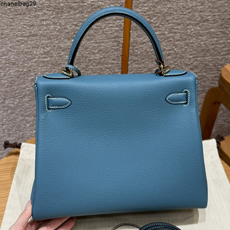 Evening Bags 10A designer crossbody bag classic Togo leather high-quality 25/28 cm denim blue handbag genuine leather handcrafted with inner zipper pocket strap