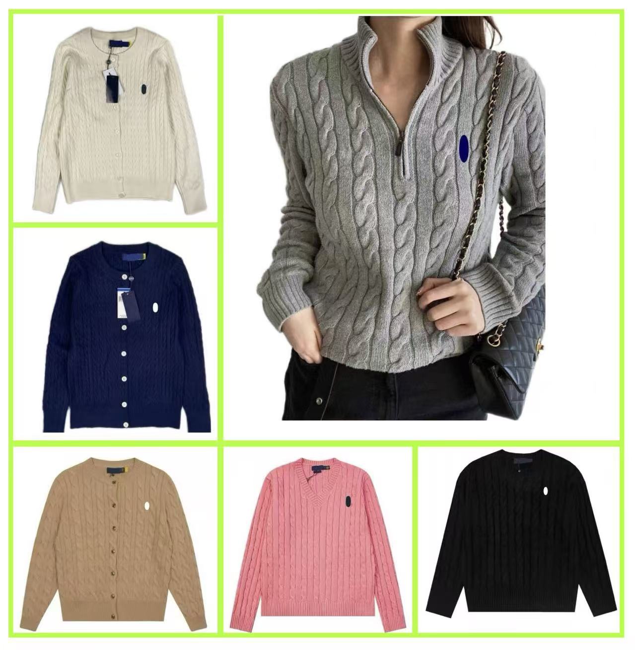 Designer sweater women pony embroidered twist knit pullover long sleeve sweater classic sweaters womens shirt women sweaters warm size S-2XL