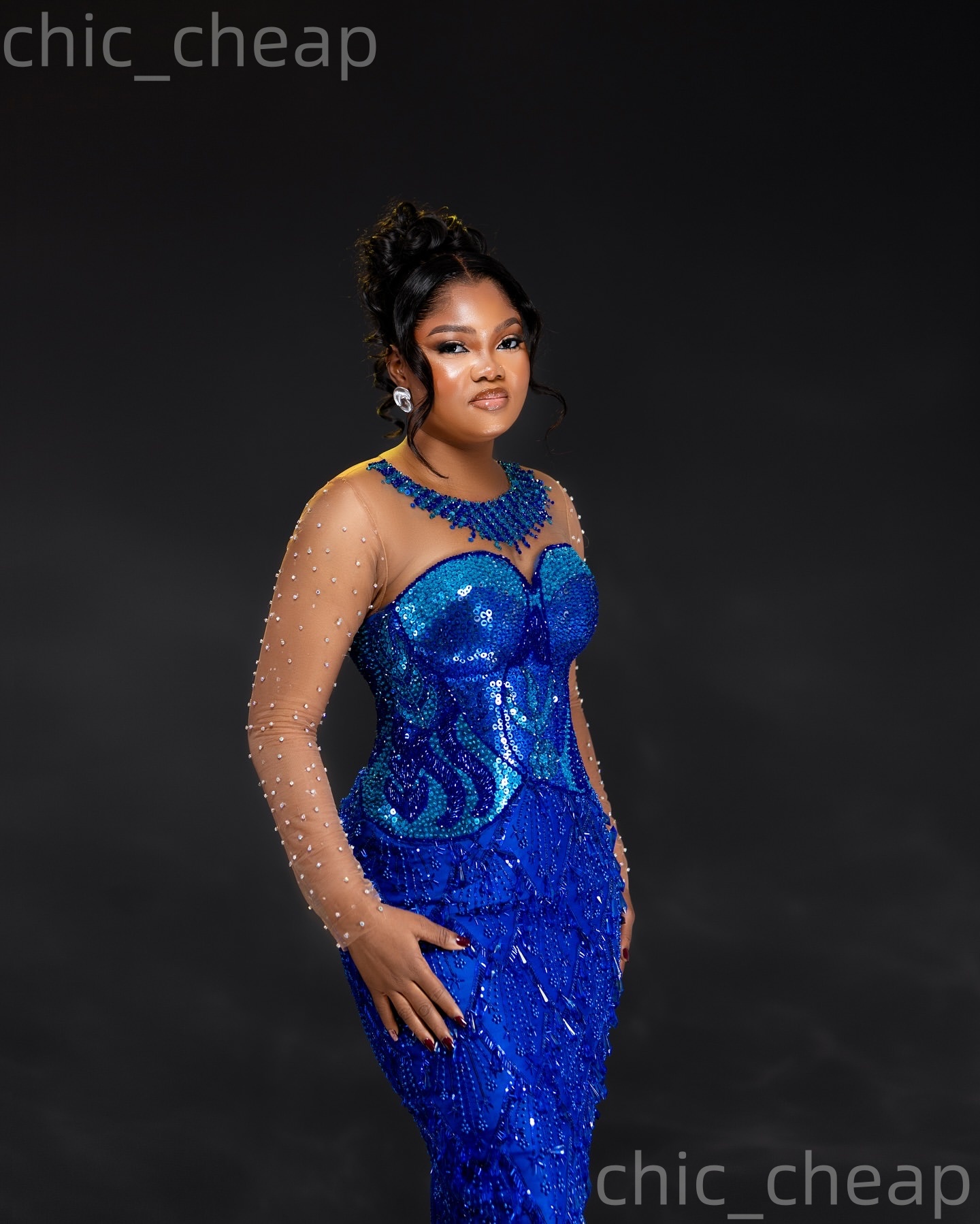 2026 Aso Ebi Royal Blue Sheath Prom Dresses Crystals Beaded Sequined Evening Formal Party Second Birthday Engagement Reception Gowns Dress For Special