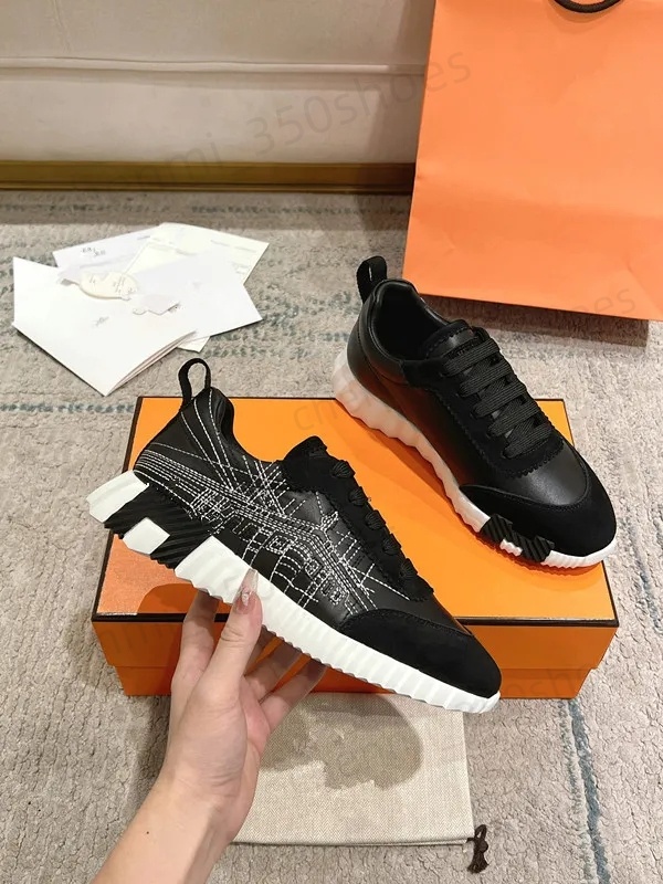 TOP Bouncing Sneakers Designer Suede Casual Shoes Trainers Breathable Mesh Running Shoe Men Bounce Women Sneaker Non-Slip Rubber Sole Flat Trainer H Word F7