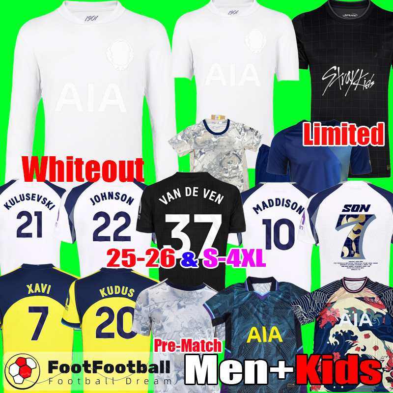 25 26 XAVI KUDUS JOHNSON MADDISON SON VAN DE VEN BERGVALL SOLANKE 2025 2026 football shirt Soccer Jerseys PEDRO PORRO BISSOUMA KULUSEVSKI RICHARLISON kit Men kids