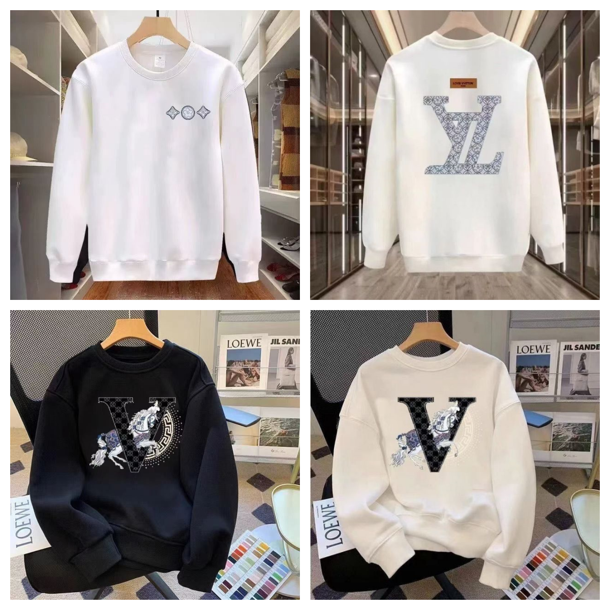 lv hoodie autumn Spring and Autumn new presbyopic letter Jacquard lazy relaxed round neck sweater for men and women with the same sweater M-5XL