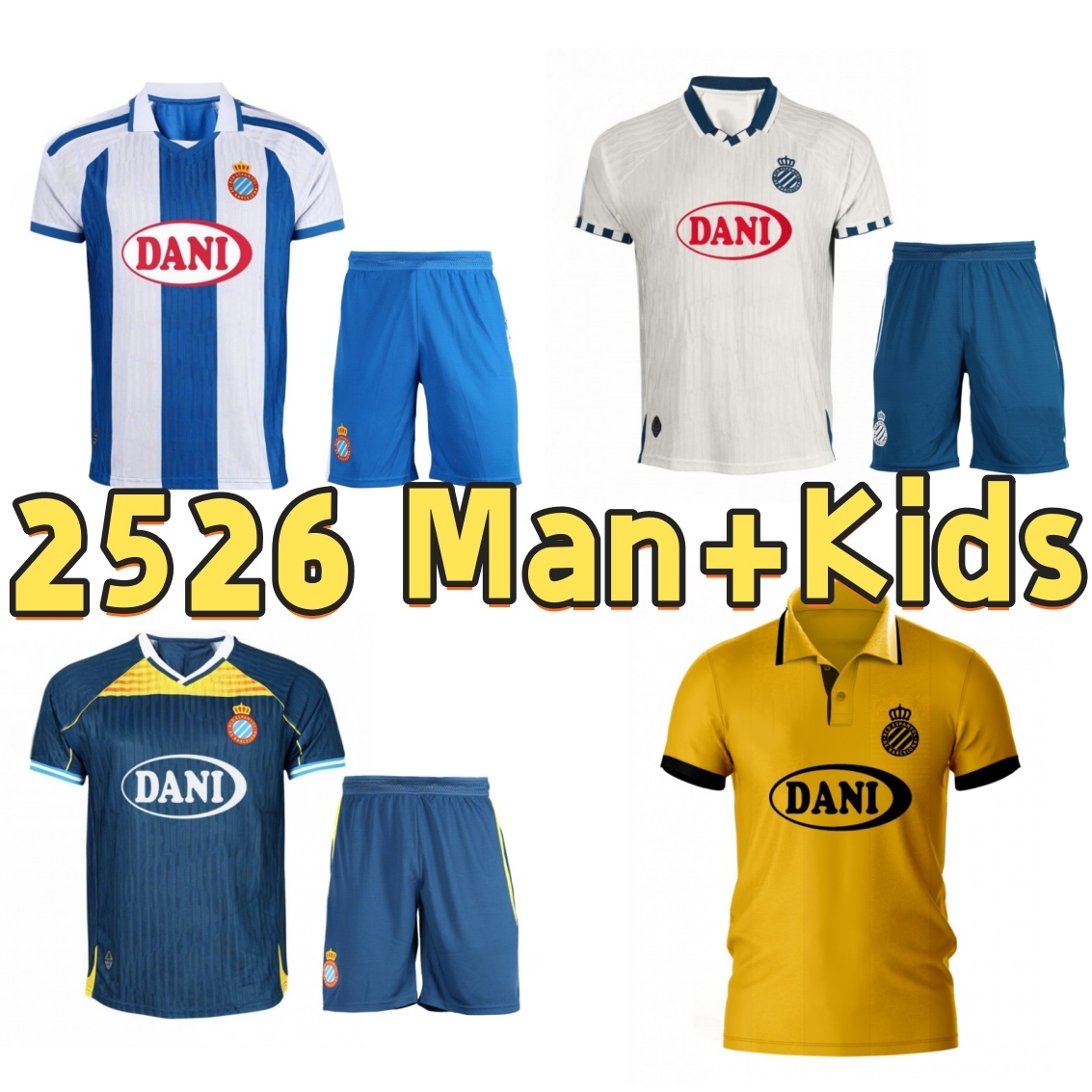 NEW 2025 2026 RCD Espanyol Soccer Jerseys25 26 Home Away Football Shirt MEN kids Camiseta Futbol Shirts uniforms