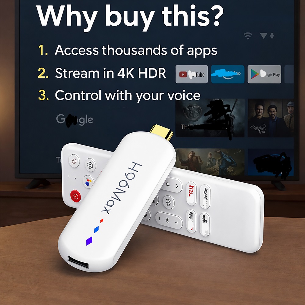 H96MAX TV Stick Box Amlogic S905L3 H96 MAX M20 Android 14.0 4K BT 2.4G 5G Wifi Media Player Voice Android 2GB 16GB
