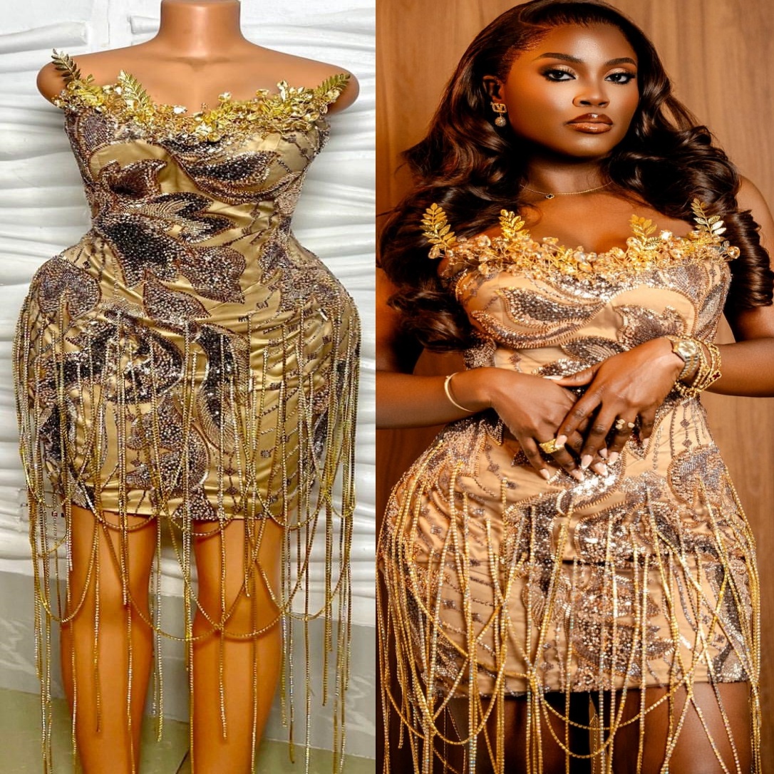 2026 Gold Sheath Cocktail Dress Florals Crystals Sequined Sweetheart Short Mini Graduation Homecoming Dresses For Special Occasions Sweetheart Gowns Z