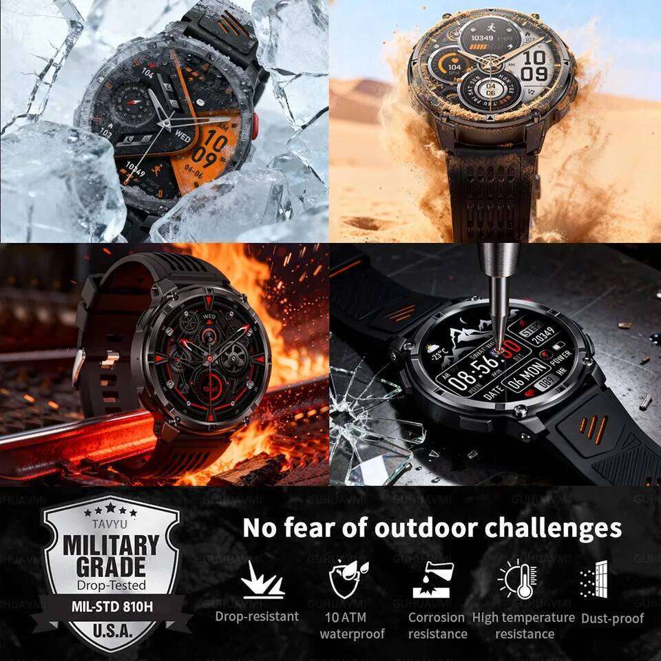 New Military T-Rex3 Ultra 1100mAh Battery Smart Watch 5 ATM Waterproof 1.7"AOD Compass GPS Sports tracker Outdoors Smartwatches 26T0110
